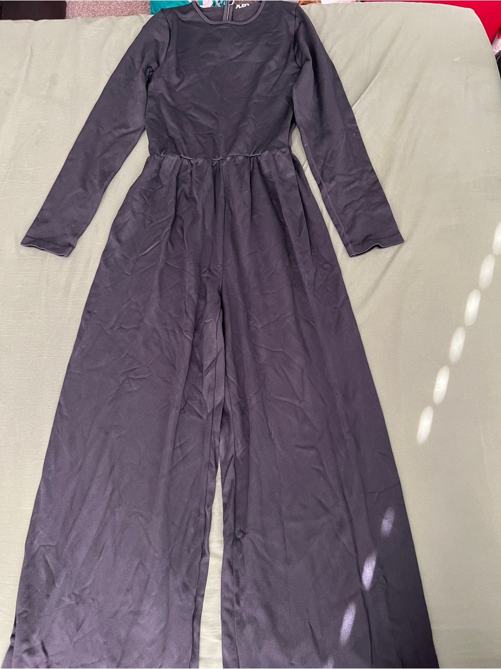 Black Long-Sleeve Wide-Leg Jumpsuit Size XL
